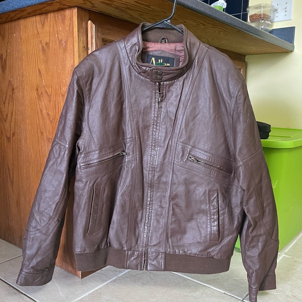 VINTAGE ADLER LEATHER BROWN JACKET ORIGINAL MADE IN KOREA SIZE NUMBER 46